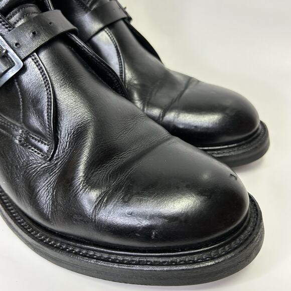 Vintage Dehner\'s Tanker Omaha Black Leather Strap Buckle Moto Boots Sz 8.5 Men\'s main image 14